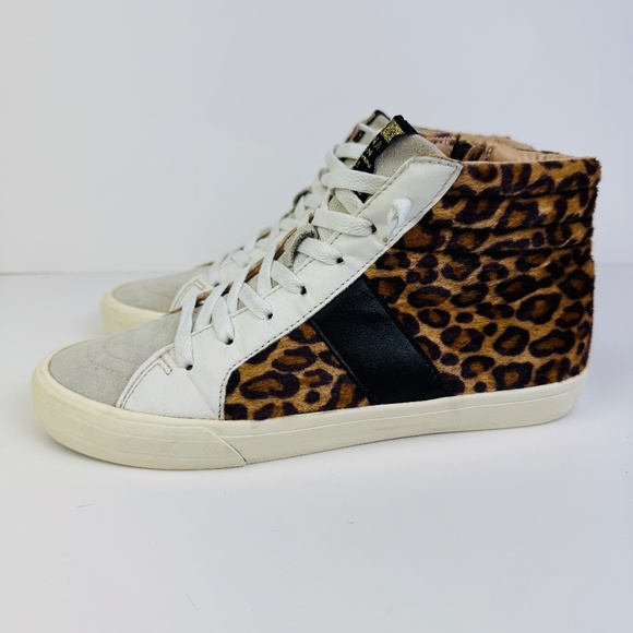 Vintage Havana Daniella Crazy Leopard High Top Sneakers Side Zip Womens Size 8.5 - Picture 4 of 11
